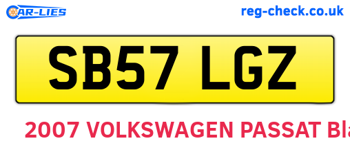 SB57LGZ are the vehicle registration plates.