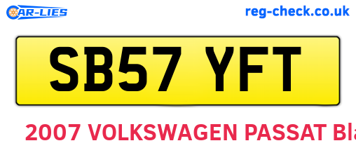 SB57YFT are the vehicle registration plates.
