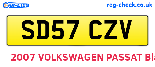 SD57CZV are the vehicle registration plates.