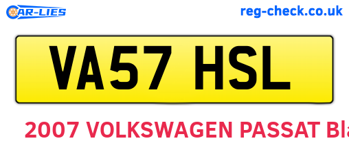 VA57HSL are the vehicle registration plates.