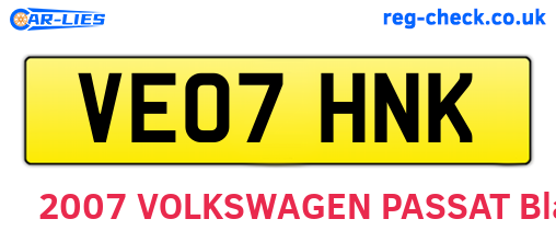 VE07HNK are the vehicle registration plates.