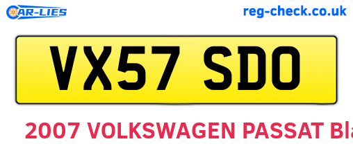 VX57SDO are the vehicle registration plates.
