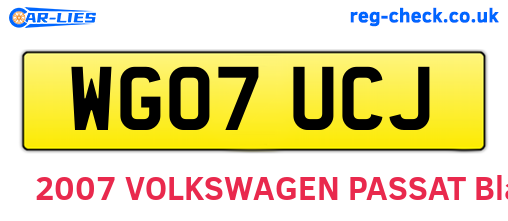 WG07UCJ are the vehicle registration plates.