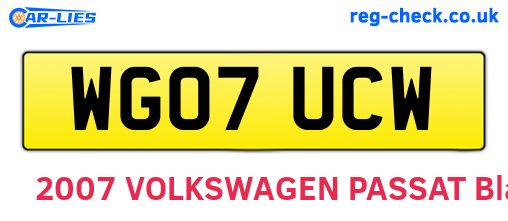 WG07UCW are the vehicle registration plates.