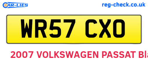 WR57CXO are the vehicle registration plates.