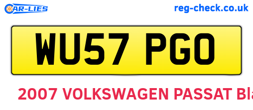 WU57PGO are the vehicle registration plates.