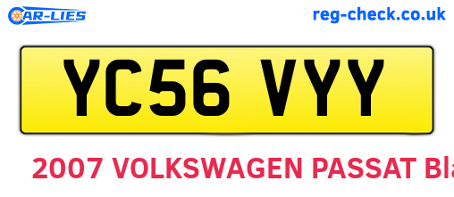 YC56VYY are the vehicle registration plates.