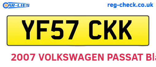 YF57CKK are the vehicle registration plates.