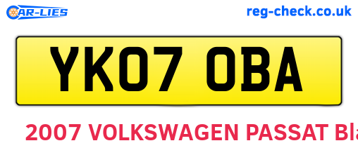 YK07OBA are the vehicle registration plates.