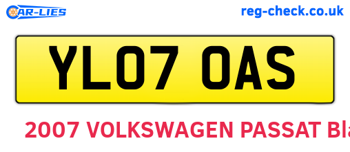 YL07OAS are the vehicle registration plates.