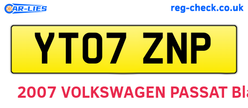 YT07ZNP are the vehicle registration plates.