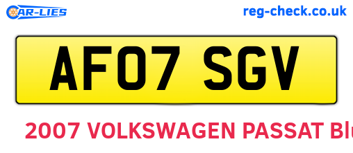 AF07SGV are the vehicle registration plates.