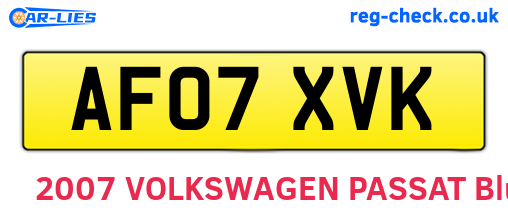 AF07XVK are the vehicle registration plates.