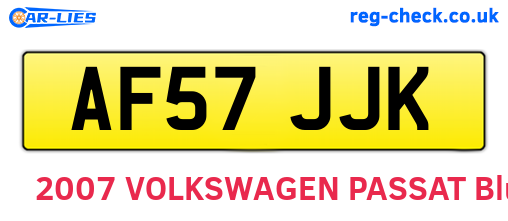 AF57JJK are the vehicle registration plates.