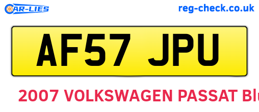 AF57JPU are the vehicle registration plates.