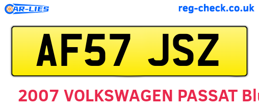 AF57JSZ are the vehicle registration plates.