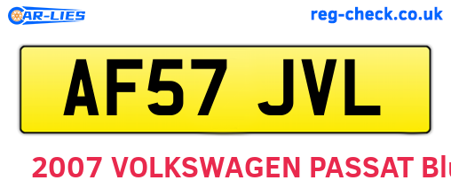 AF57JVL are the vehicle registration plates.