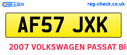 AF57JXK are the vehicle registration plates.
