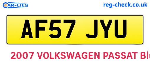 AF57JYU are the vehicle registration plates.