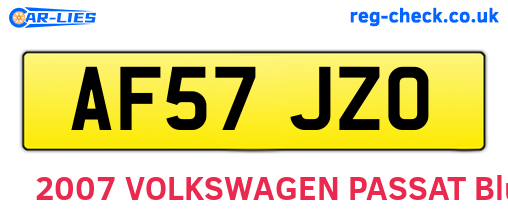 AF57JZO are the vehicle registration plates.