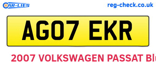 AG07EKR are the vehicle registration plates.