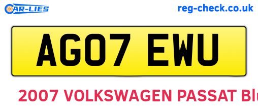 AG07EWU are the vehicle registration plates.