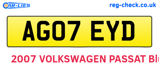 AG07EYD are the vehicle registration plates.