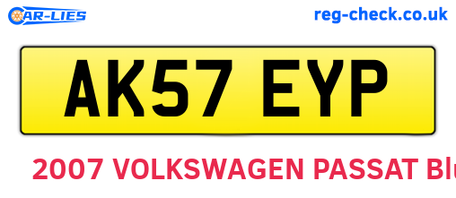 AK57EYP are the vehicle registration plates.