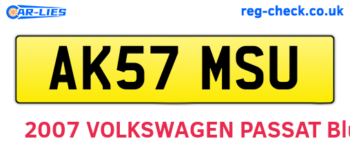 AK57MSU are the vehicle registration plates.