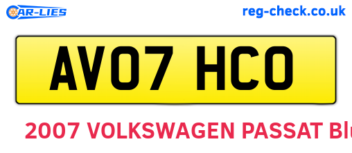 AV07HCO are the vehicle registration plates.