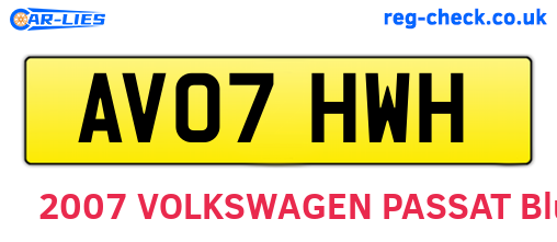 AV07HWH are the vehicle registration plates.
