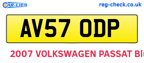 AV57ODP are the vehicle registration plates.