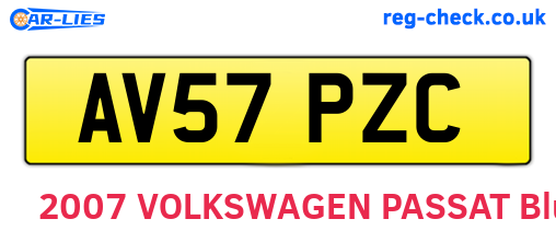 AV57PZC are the vehicle registration plates.