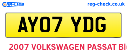 AY07YDG are the vehicle registration plates.