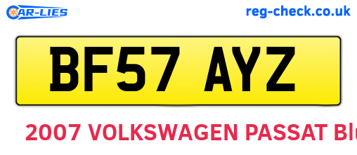 BF57AYZ are the vehicle registration plates.