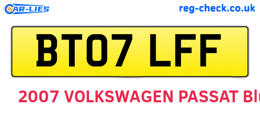 BT07LFF are the vehicle registration plates.