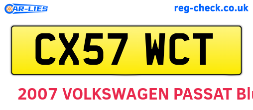 CX57WCT are the vehicle registration plates.