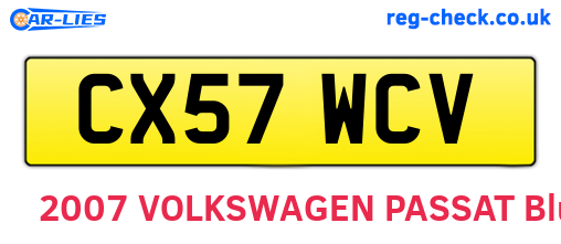 CX57WCV are the vehicle registration plates.