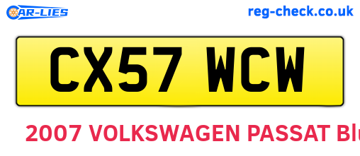 CX57WCW are the vehicle registration plates.