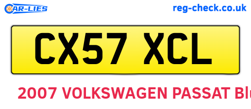 CX57XCL are the vehicle registration plates.