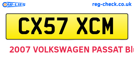CX57XCM are the vehicle registration plates.