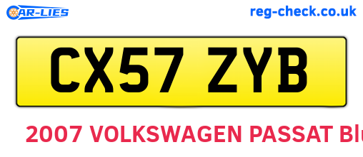 CX57ZYB are the vehicle registration plates.