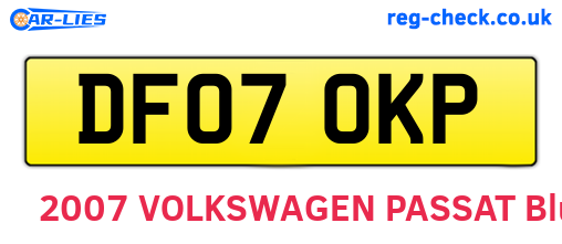 DF07OKP are the vehicle registration plates.