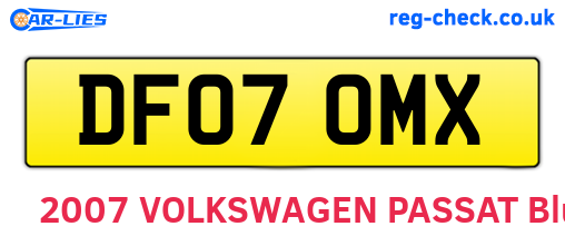 DF07OMX are the vehicle registration plates.