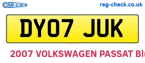 DY07JUK are the vehicle registration plates.