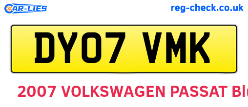DY07VMK are the vehicle registration plates.