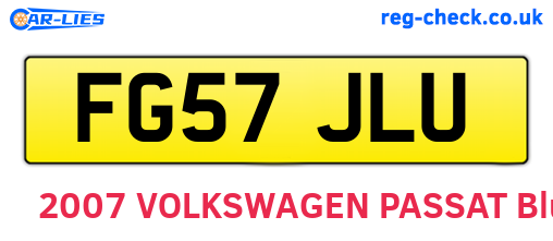 FG57JLU are the vehicle registration plates.