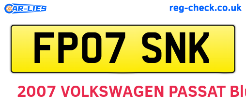 FP07SNK are the vehicle registration plates.