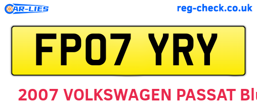 FP07YRY are the vehicle registration plates.