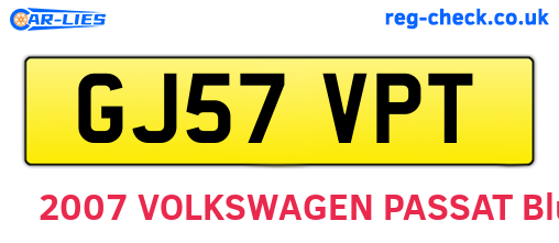 GJ57VPT are the vehicle registration plates.